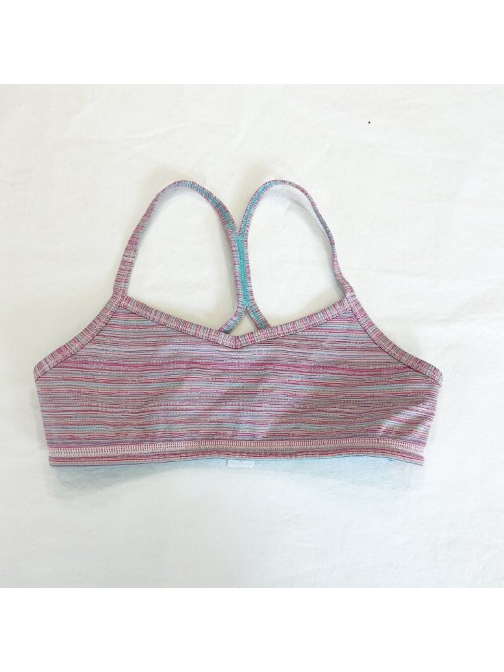 Ivivva by Lululemon Girls Striped Sports Bra Strappy Racerback Size 8 Multicolor